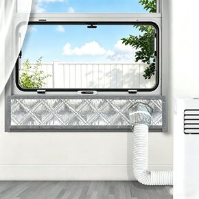 40"Heavy Duty 3-Layer Insulated AC Window Seal for Hung/RV Windows, Reflective Aluminum Foil Heat Block & 100% Blackout, Ultrasonic Stitchless Waterproof Fabric,Adjustable Height Portable AC Vent Kit in Kuwait