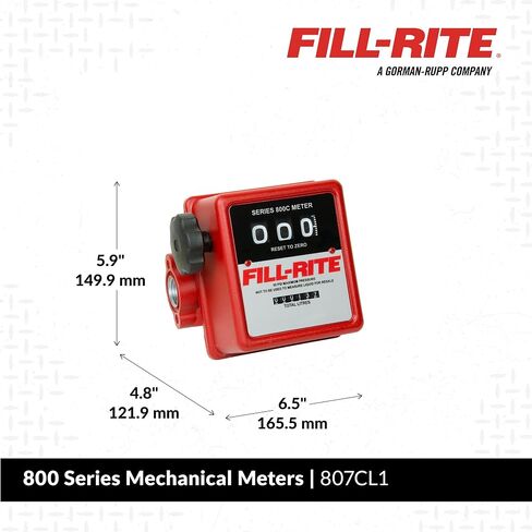 عداد الوقود الميكانيكي fill-rite 807CL1 مقاس 1 بوصة - نطاق تدفق 19-76 LPM، عداد الوقود المضمن للبنزين والديزل والكيروسين والمشروبات الروحية المعدنية والمذيبات القياسية والهيبتان in Kuwait