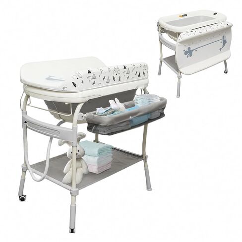 2 في 1 حوض استحمام طفل مع طاولة تغيير ، Deygia Diaper Diaper تغيير المحطة المحمولة تغيير الجدول القابل للتعديل in Kuwait
