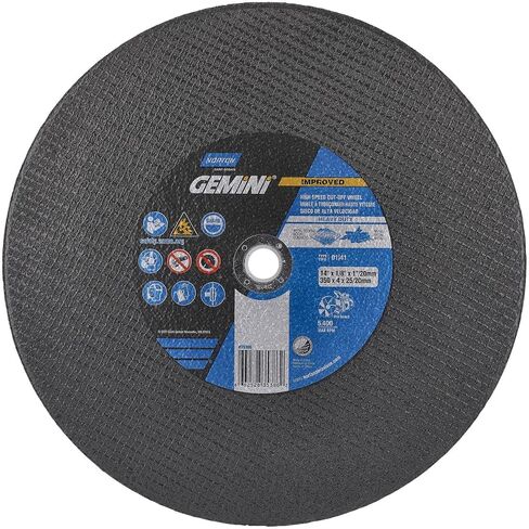 Norton 66252835386 14x1/8x1/20mm Gemini Metal HD AO High Speed Cut-Off Wheels, Heavy Duty, Type 01/41, 24 Grit, 10 Pack in Kuwait