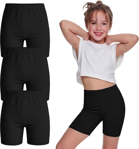 3 Pack Girls Bike Shorts Under Dress Cartwheel Dance Shorts Summer Athletic Clothes for Kids Workout Yoga Running in Kuwait