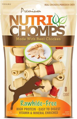 NutriChomps Dog Chews, 2.5-inch Knots, Easy to Digest, Long Lasting, Rawhide-Free Dog Treats, 8 Count, Real Chicken flavor in Saudi Arabia