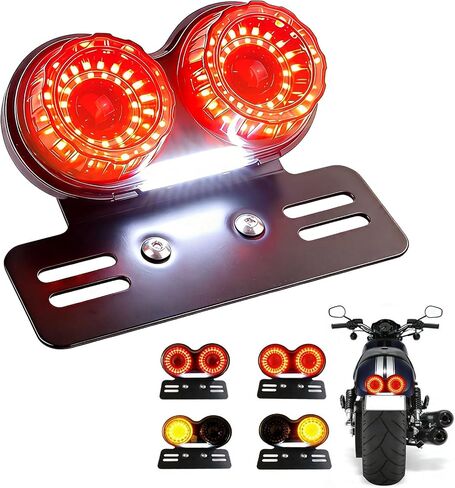 Anki HappiGo ترقية 90LEDs مصباح خلفي للدراجات النارية مع الفرامل وإشارة الانعطاف وإضاءة لوحة الترخيص، مصباح إيقاف فرامل الدراجة النارية المتكامل لدراجة Harly Motorbike Street Bike Cruiser Chopper (أسود) in Kuwait