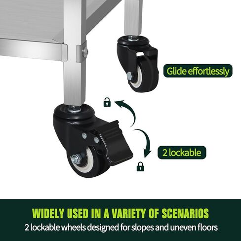 3 Shelf Stainless Steel Cart, 400 Lbs, 1MM Thick, Serving Cart with Wheels, Household, Service Trolley, 360°Rotation Storage Shelf with Locking Wheels in Kuwait