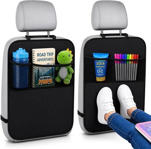 EcoNour Car Kick Mats Back Seat Protector (2 Pack),Car Seat Protector & Backseat Organizer with Storage Pockets for Kids,Waterproof Back Seat Cover for Dirt,Mud & Scratch Protection Travel Accessories in Saudi Arabia