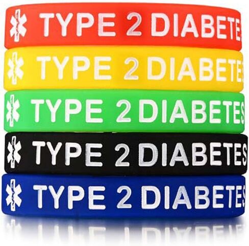 Alert Type 1/2 Diabetes Bracelet 5 Pieces Silicone Wristband Lightweight 7.5’’ Diameter Wearable Band for Kids Adult in Saudi Arabia