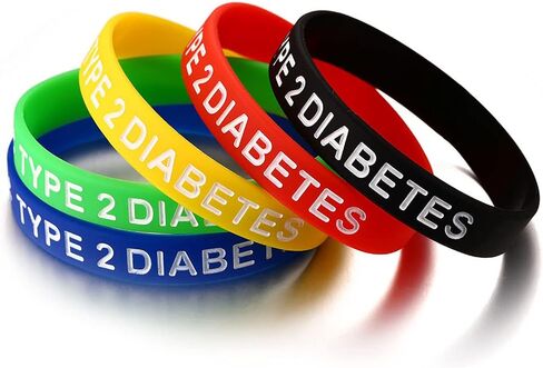 Alert Type 1/2 Diabetes Bracelet 5 Pieces Silicone Wristband Lightweight 7.5’’ Diameter Wearable Band for Kids Adult in Saudi Arabia