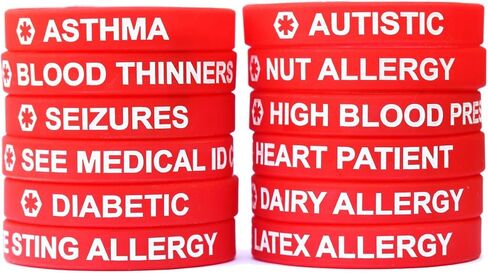 Latex Allergy Medical Alert Wristband Bracelet in Red in Kuwait