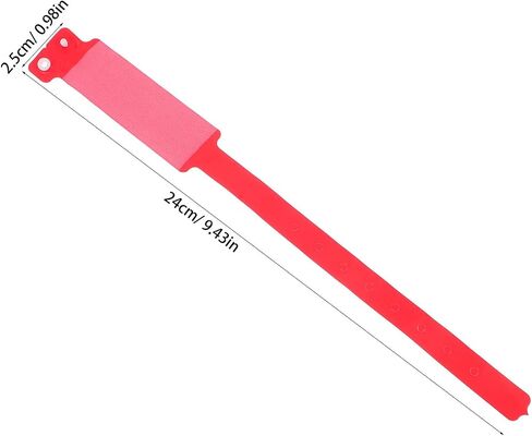 100pcs Disposable PVC Patient Identification Wristbands Red Adjustable Hospital Id Bands for Adult Patient Recordkeeping in Kuwait