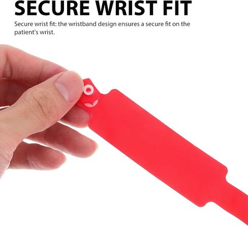 100pcs Disposable PVC Patient Identification Wristbands Red Adjustable Hospital Id Bands for Adult Patient Recordkeeping in Kuwait