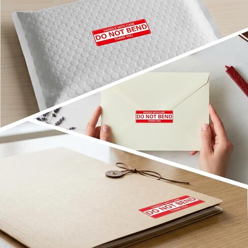 1000 Pcs Do Not Bend Stickers for Shipping 1" x 3" Handle with Care Self Adhesive Waterproof Warning Packaging Stickers for Mailers Envelopes Moving Boxes Red in Kuwait