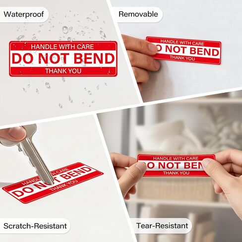 1000 Pcs Do Not Bend Stickers for Shipping 1" x 3" Handle with Care Self Adhesive Waterproof Warning Packaging Stickers for Mailers Envelopes Moving Boxes Red in Kuwait