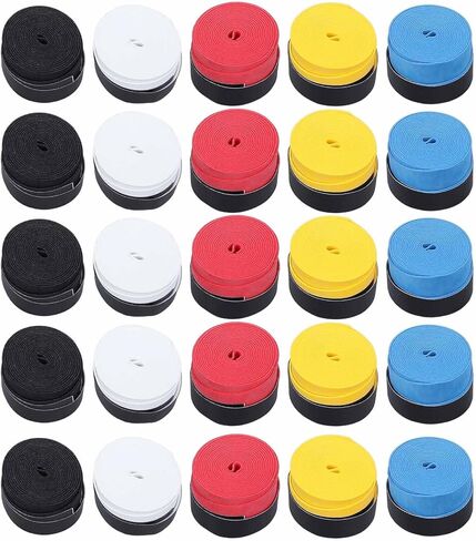 Tennis Racket Grip Tape Overgrip Non Slip Sweat Absorbent PU Material Handle Wrap for Tennis Badminton Squash Fishing Rod 25PCS Multicolor Pack in Kuwait