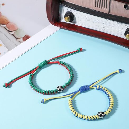 2 PCS Braided Soccer Bracelet, Adjustable Soccer Bracelets for Men Women, Colorful Sports Paracord Bracelets Jewelry for Fans Game Gift in Kuwait