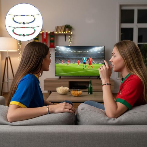 2 PCS Braided Soccer Bracelet, Adjustable Soccer Bracelets for Men Women, Colorful Sports Paracord Bracelets Jewelry for Fans Game Gift in Kuwait