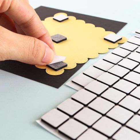 Briartw 3D Double Sided Adhesive Foam Squares, 1302 Pcs Black Permanent Adhesive Dots for Scrapbooking, Card Making - 924 Small (6mm) & 378 Large (12.5mm) Mixed Size Dimensional Foam Tape in Kuwait