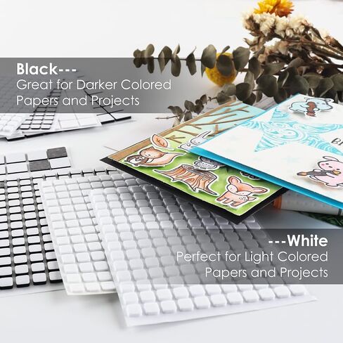 Briartw 3D Double Sided Adhesive Foam Squares, 1302 Pcs Black Permanent Adhesive Dots for Scrapbooking, Card Making - 924 Small (6mm) & 378 Large (12.5mm) Mixed Size Dimensional Foam Tape in Kuwait