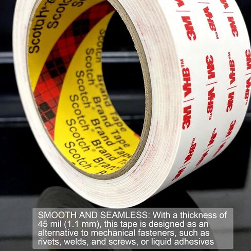 3M Double Sided Mounting Tape Heavy Duty Made of 3M VHB 4950 White Acrylic Foam for Automotive Trim, Emblems, LED Signs Permanent Waterproof Mounting Adhesive Replaces Rivets Screws(2" × 10 Ft) in Kuwait