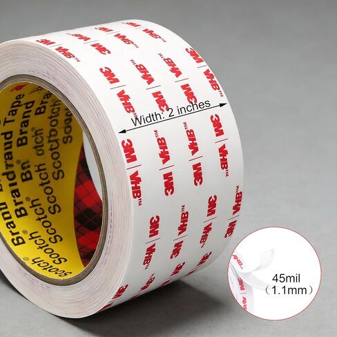 3M Double Sided Mounting Tape Heavy Duty Made of 3M VHB 4950 White Acrylic Foam for Automotive Trim, Emblems, LED Signs Permanent Waterproof Mounting Adhesive Replaces Rivets Screws(2" × 10 Ft) in Kuwait