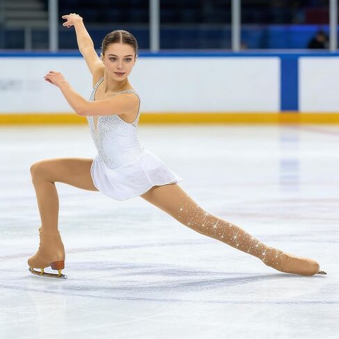 Professional Women ' s Figure Skating Tights High Elasticity Breathable for Training High Stretch Nylon Tights in Kuwait