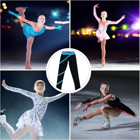 Abaodam Women’s Figure Skating Training Pants with Spiral Strip Design, Breathable Elastic Nylon Skating Pants for Everyday Casual Wear and Practice Black in Kuwait