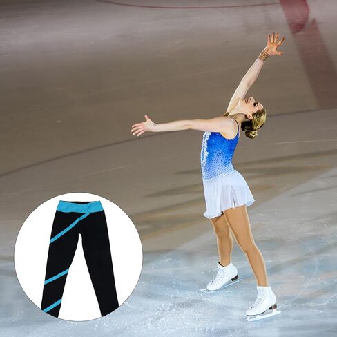 Abaodam Women’s Figure Skating Training Pants with Spiral Strip Design, Breathable Elastic Nylon Skating Pants for Everyday Casual Wear and Practice Black in Kuwait