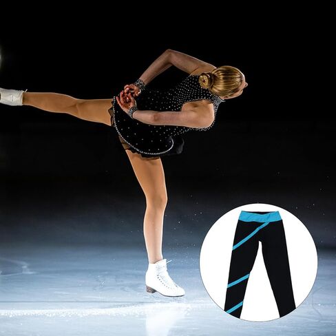 Abaodam Women’s Figure Skating Training Pants with Spiral Strip Design, Breathable Elastic Nylon Skating Pants for Everyday Casual Wear and Practice Black in Kuwait