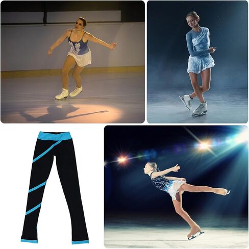 Abaodam Women’s Figure Skating Training Pants with Spiral Strip Design, Breathable Elastic Nylon Skating Pants for Everyday Casual Wear and Practice Black in Kuwait