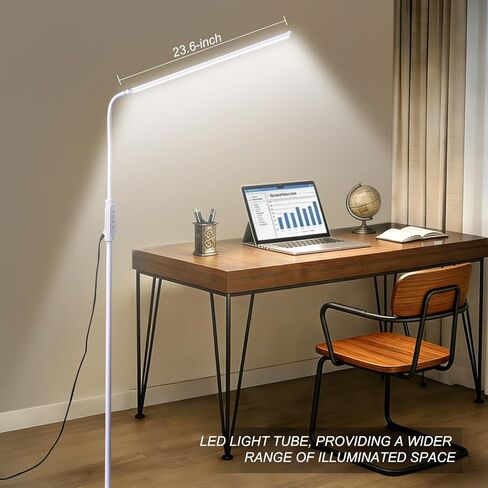 مصباح أرضي LED طويل للغاية CGBE: مصابيح أرضية مقاس 23.6 بوصة لقراءة الطلاب - مصباح أرضي قابل للتعديل بزاوية 360 درجة لفني الأظافر - مصباح رموش للتحكم باللمس للرموش in Kuwait