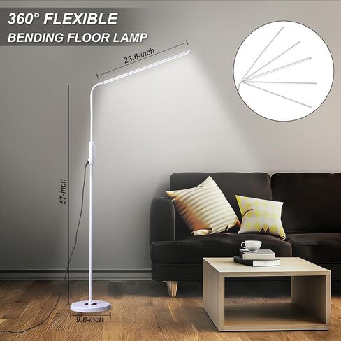 مصباح أرضي LED طويل للغاية CGBE: مصابيح أرضية مقاس 23.6 بوصة لقراءة الطلاب - مصباح أرضي قابل للتعديل بزاوية 360 درجة لفني الأظافر - مصباح رموش للتحكم باللمس للرموش in Kuwait