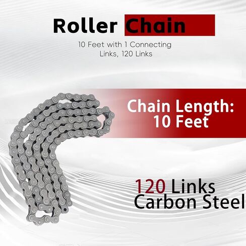 findmall 80H Heavy Duty Roller Chain 10 Feet with 1 Connecting Links, 120 Links, Carbon Steel in Kuwait