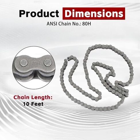 findmall 80H Heavy Duty Roller Chain 10 Feet with 1 Connecting Links, 120 Links, Carbon Steel in Kuwait