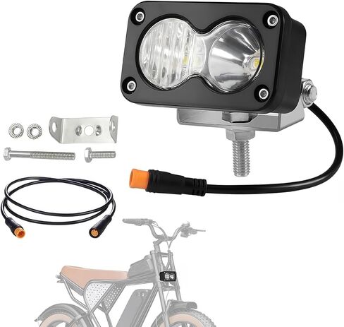 LED Headlight for Ridstar Q20 Ebike, 20W 6000K Super Bright Baja Style Light, Waterproof 3 Pin Plug & Play IP68 Headlamp with Mount Bracket, 2000LM High Beam for Night Riding Ebike, Motorcycle, ATV in Kuwait