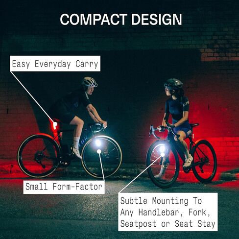 Knog Cobber Mini Bike Light Twinpack، 120 لومن أمامي و75 لومن خلفي USB-C مصابيح LED قابلة لإعادة الشحن، زاوية شعاع 330 درجة، 5 أوضاع، مقاومة للماء IP67، متوافقة مع القضبان القياسية والهوائية والشوك وأعمدة المقاعد | تركيبات المصباح الخلفي للدراجة in Kuwait