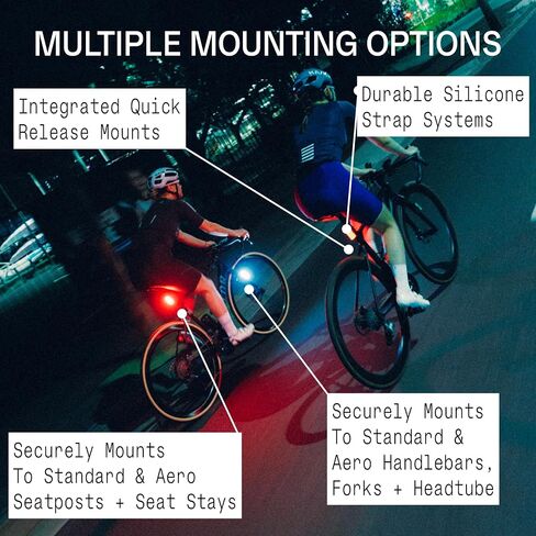Knog Cobber Mini Bike Light Twinpack، 120 لومن أمامي و75 لومن خلفي USB-C مصابيح LED قابلة لإعادة الشحن، زاوية شعاع 330 درجة، 5 أوضاع، مقاومة للماء IP67، متوافقة مع القضبان القياسية والهوائية والشوك وأعمدة المقاعد | تركيبات المصباح الخلفي للدراجة in Kuwait