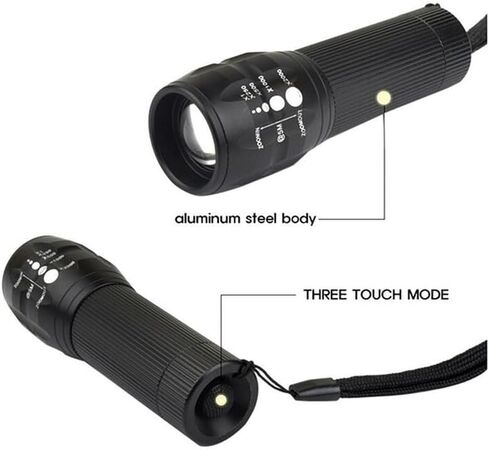 1pcs Portable, Expandable, and Focused Aluminum Alloy Flashlight Bicycle Accessories LED Strong Light Outdoor Long Beam Lighting in Kuwait