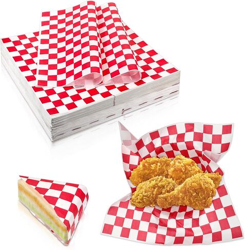 SHENLIU 1000 Sheets Checkered Deli Paper Sheets 12 x 12 Inch, Red And White Checkered Food Basket Liners Grease Resistant Sandwich Paper Wraps BBQ Festival Wrapping Bread Sandwiches in Saudi Arabia