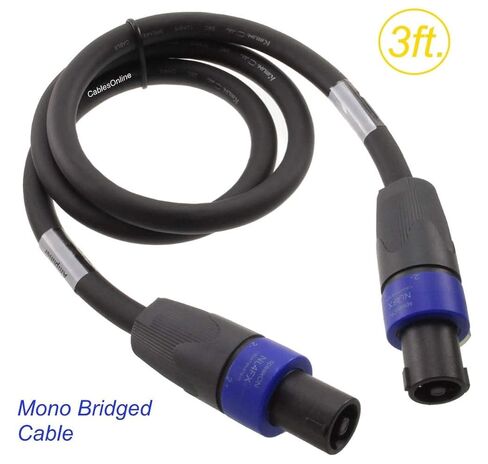 CablesOnline, 3ft. Mono-Bridged Speaker/Amplifier 12AWG Cable with Neutrik® Speakon 4-Pole Male to Male Connectors, (1+/1+ and 2+/1-), SK-MB403 in Kuwait