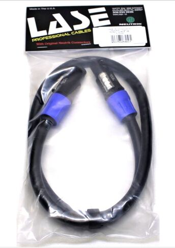 LASE 4 Ft Speakon to Speakon PA Speaker Cable w/NEUTRIK NL4FC 12ga 4 Conductor Pure Copper Wire with Original Neutrik Connectors. Made in USA. in Kuwait