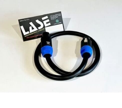 LASE 4 Ft Speakon to Speakon PA Speaker Cable w/NEUTRIK NL4FC 12ga 4 Conductor Pure Copper Wire with Original Neutrik Connectors. Made in USA. in Kuwait