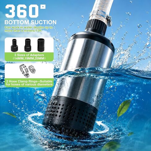 Cordless Submersible Water Pump Compatible with Ryobi 18V Battery, 1000GPH Brushless High Flow Sump Pump with 14.8ft Cable, Portable Water Pump for Swimming Pool Draining (No Battery) in Kuwait