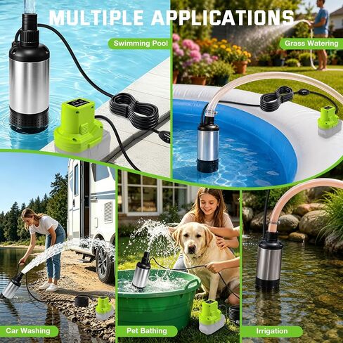 Cordless Submersible Water Pump Compatible with Ryobi 18V Battery, 1000GPH Brushless High Flow Sump Pump with 14.8ft Cable, Portable Water Pump for Swimming Pool Draining (No Battery) in Kuwait