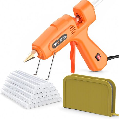 IZIO Hot glue gun and sticks set with 21 glue sticks (7/16")& storage pouch, ideal for bonding wood, fabric, plastic, diy projects, home repairs,handmade crafts，photo frames, diy fairy gardens, orange in Saudi Arabia