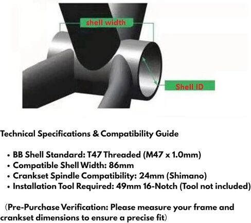 T47 Ceramic Bearing Bottom Bracket for 24mm Spindle and 86mm BB Shells - Compatible with Shimano Hollowtech II Cranksets - High-Performance Road & MTB BB in Saudi Arabia