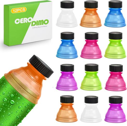 عبوة من 12 أغطية علب قابلة لإعادة الاستخدام - أغطية مشروبات مقاومة للانسكاب خالية من مادة BPA للصودا والبيرة والعصائر وعلب المياه الفوارة - تحافظ على المشروبات طازجة ومقاومة للتسرب وخالية من الحشرات in Kuwait