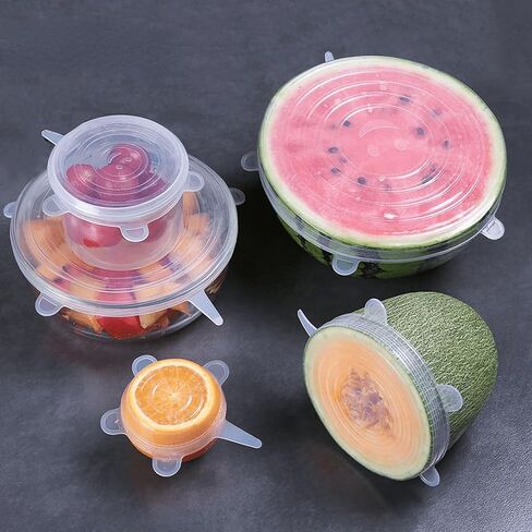6 Pack Silicone Stretch Lids - Reusable Bowl Covers for Food Storage, Universal Fit for Various Containers,Freezer Safe in Kuwait