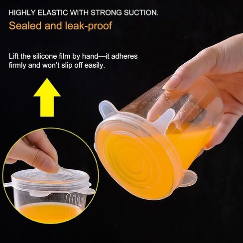 6 Pack Silicone Stretch Lids - Reusable Bowl Covers for Food Storage, Universal Fit for Various Containers,Freezer Safe in Kuwait