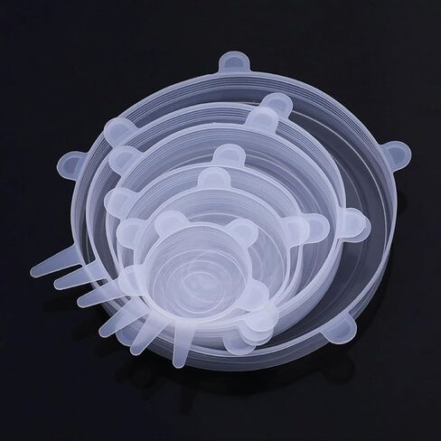 6 Pack Silicone Stretch Lids - Reusable Bowl Covers for Food Storage, Universal Fit for Various Containers,Freezer Safe in Kuwait