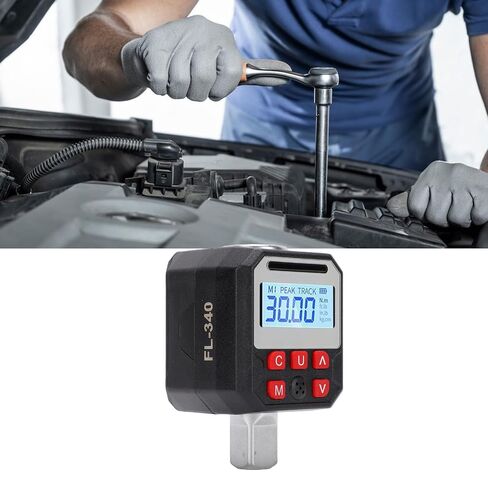 banapoy Digital Torque Adapter 1/2in Drive, 17 to 340Nm 2% Accuracy Torque Gauge Wrench Converter, 500 Data Storage, Sound Light Alert, Peak Track Preset in Kuwait