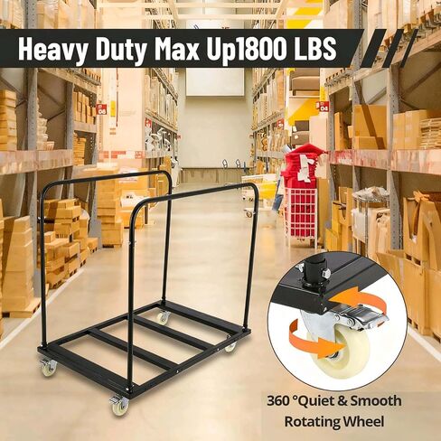Folding Table Cart, 1800 LBS Heavy Duty Table Trolley with 5" Swivel Wheels, Desk Trolley for Garage, Home, Warehouse, Party Event Hotel Furniture 10 Table Capacity in Kuwait